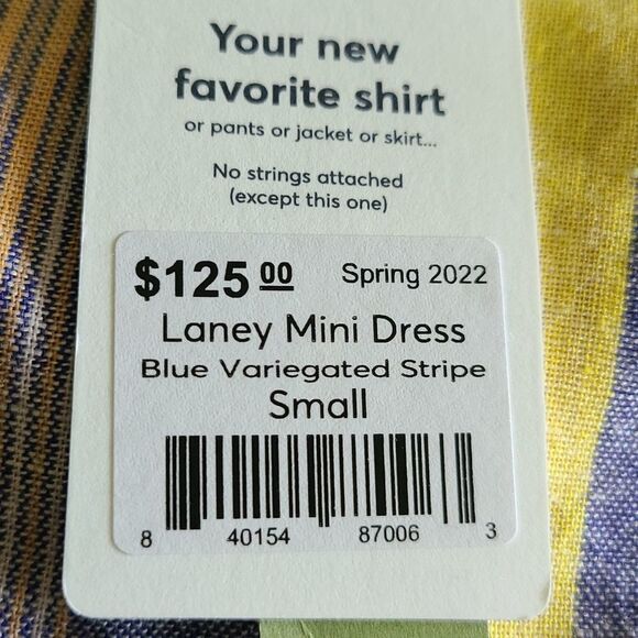 MARINE Layer Laney Mini Dress In Blue Variegated Stripe - Picture 6 of 9